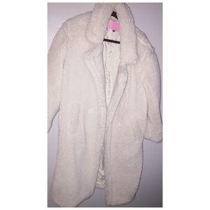 Off White Cream Teddy Long Coat. Worn once!